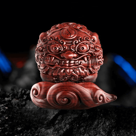 Pixiu-in-Egg Wood Carving Figurine