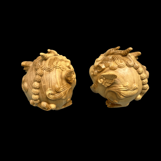 Unicorn inviting Tianlu wood carving ornaments