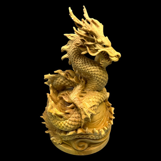 Five-Clawed Golden Dragon Wooden Carving