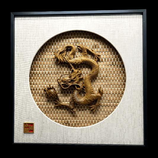 Golden Dragon Wooden Relief