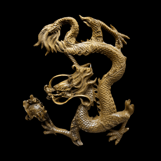 Golden Dragon Wooden Relief