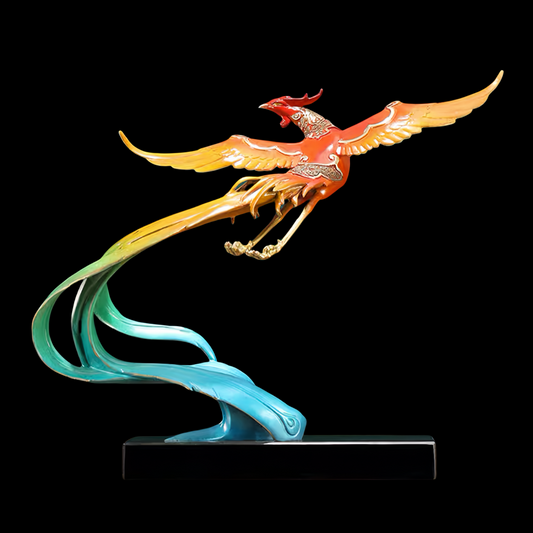 Multi-Colored Phoenix Brass Casting Figurine