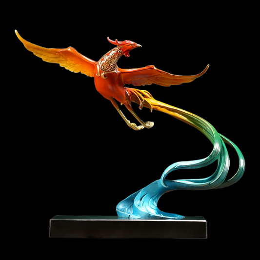 Multi-Colored Phoenix Brass Casting Figurine