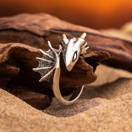 Western Baby Dragon Sterling Silver Ring
